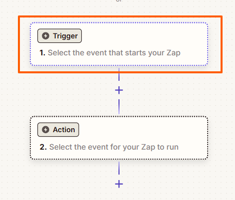 Zapier Editor zeigt Trigger-Auswahl für Automatisierung - Zapier Tutorial deutsch.