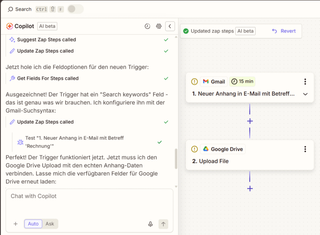 Zapier Copilot zeigt automatische Workflow-Automatisierungs-Vorschläge