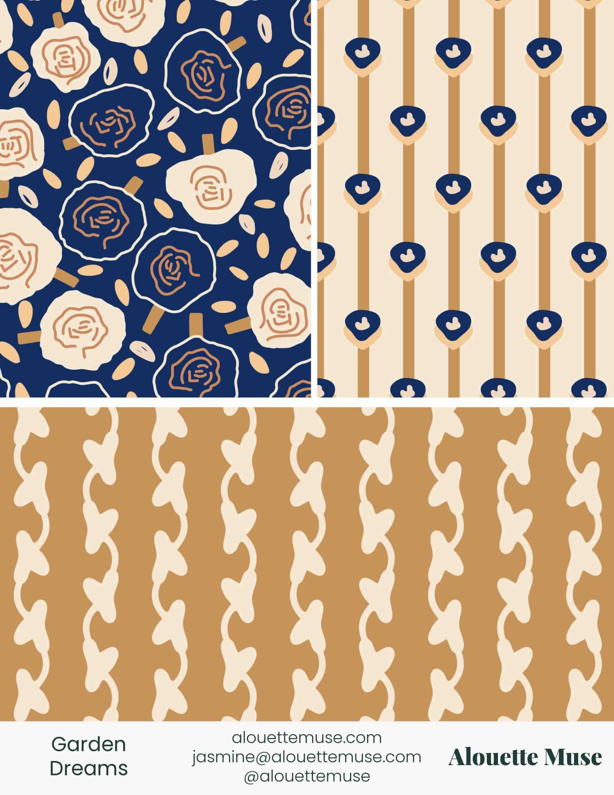 Garden Dreams surface pattern design by Alouette Muse 