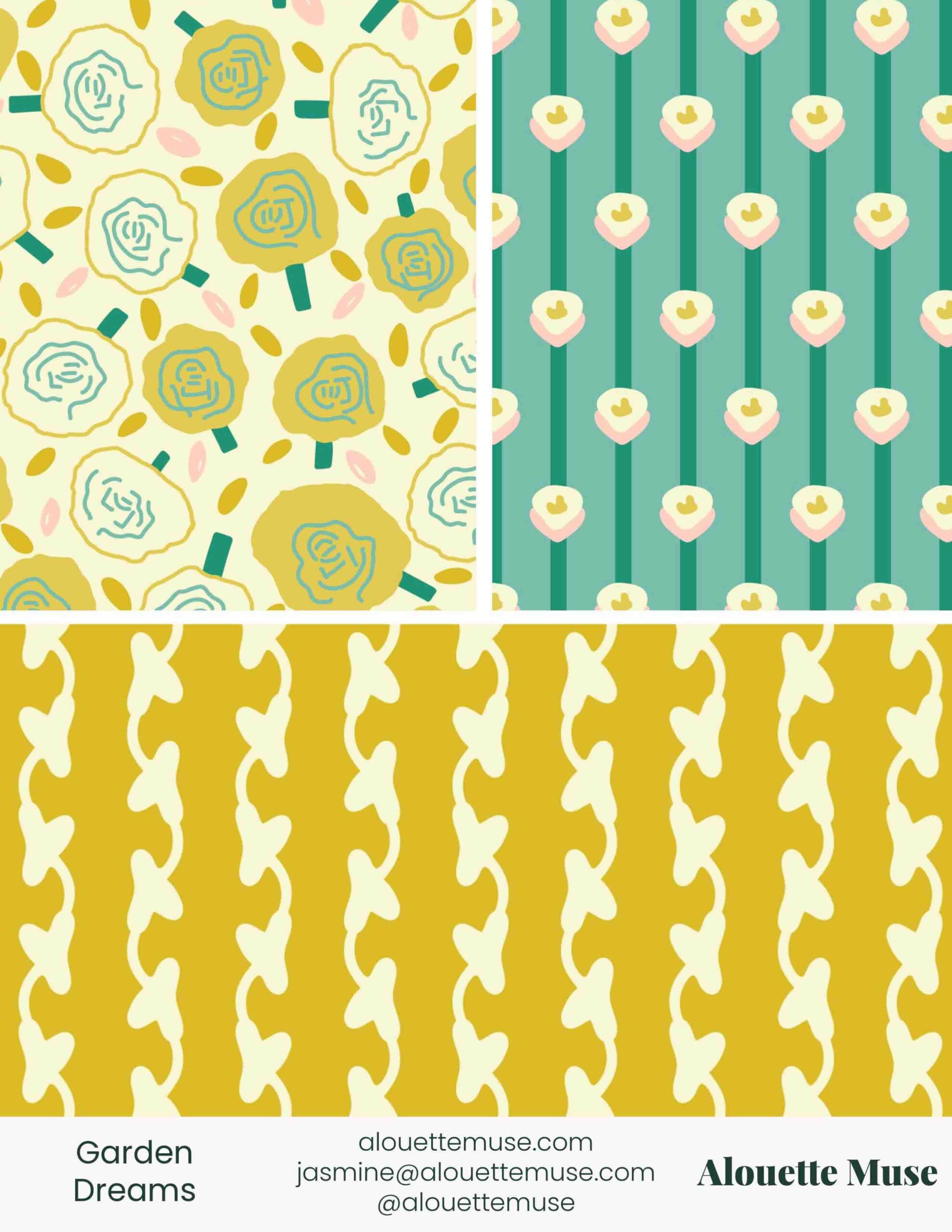 Garden Dreams surface pattern design by Alouette Muse 