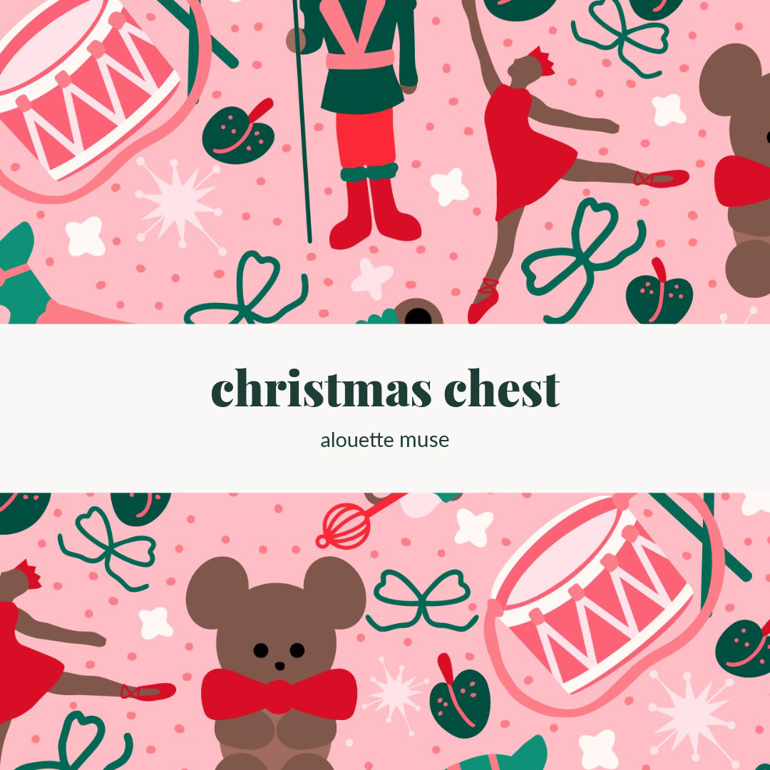 Christmas chest title card by Alouette Muse