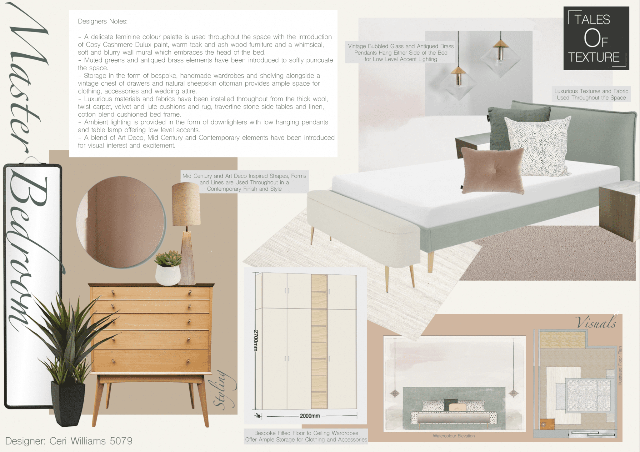 Client Presentation Board, Interior Design Presentation Board, Bedroom Design, Design Specification, Sustainable Interior design