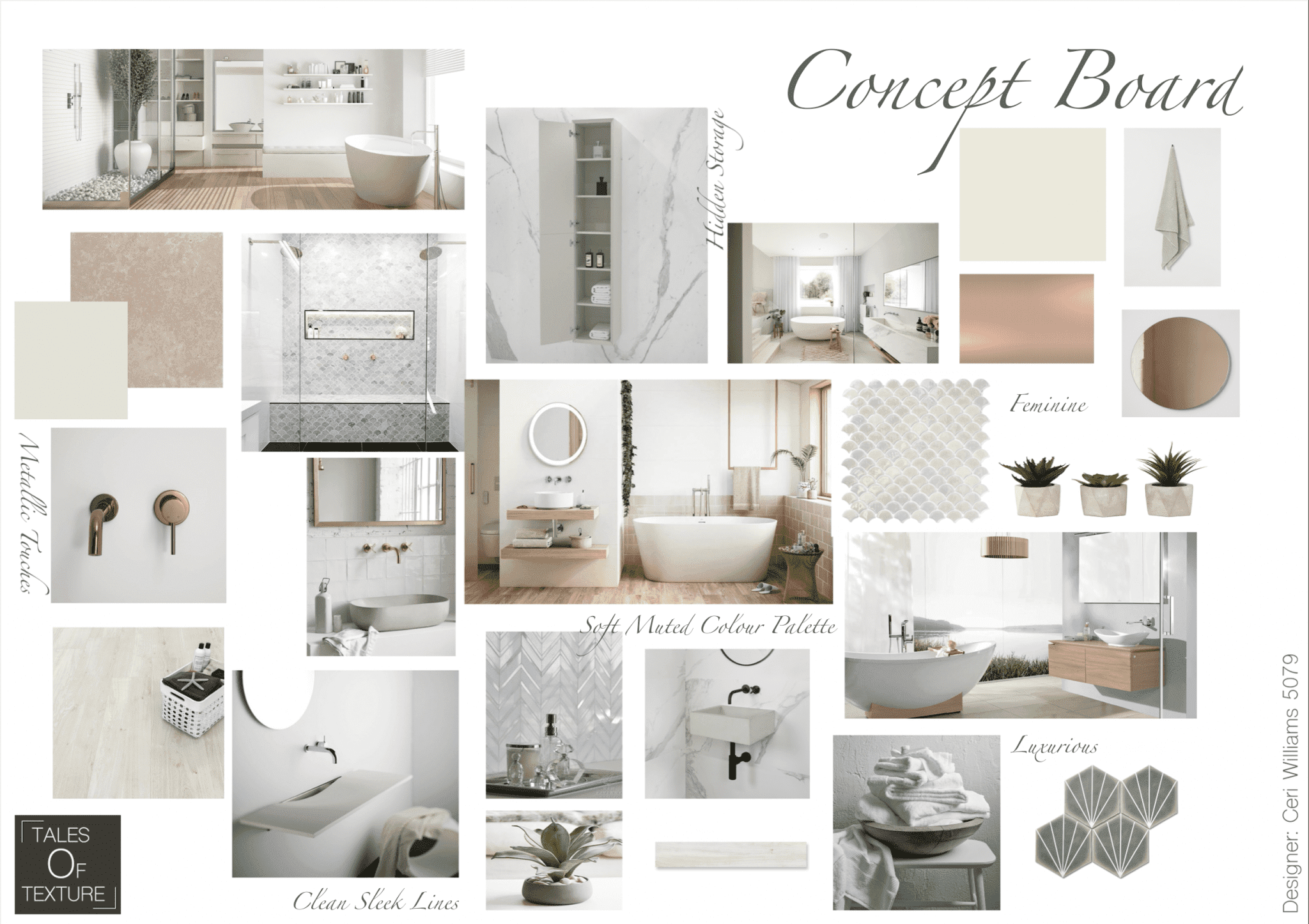 Interior Design Concept Board, Luxury Bathroom Design, Sustainable Interior Design