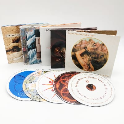 A collection of five music compact discs from Larisa Stow. Where yoga music meets Led Zeppelin