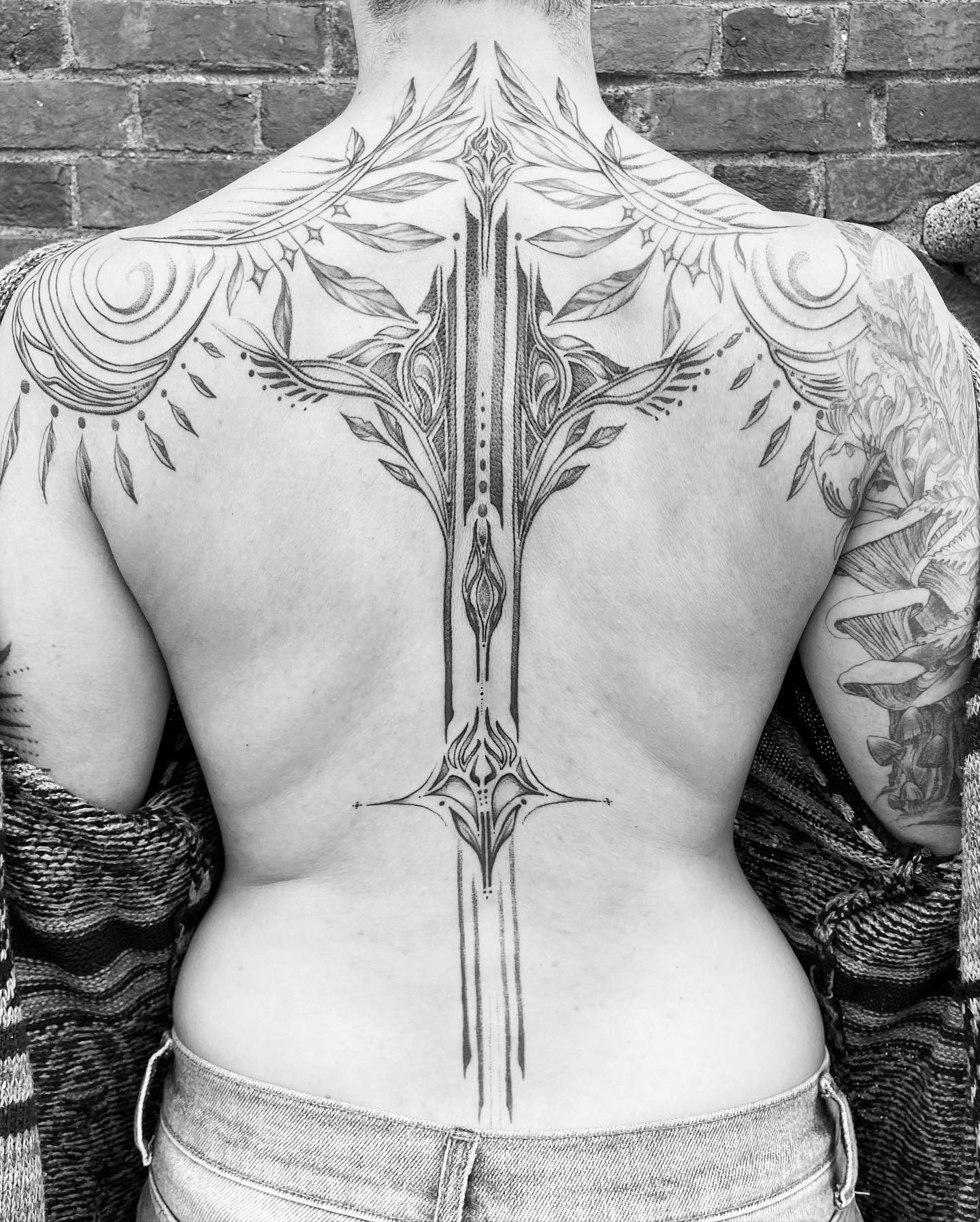 Back tattoo Black and white
