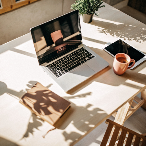 Laptop and mug