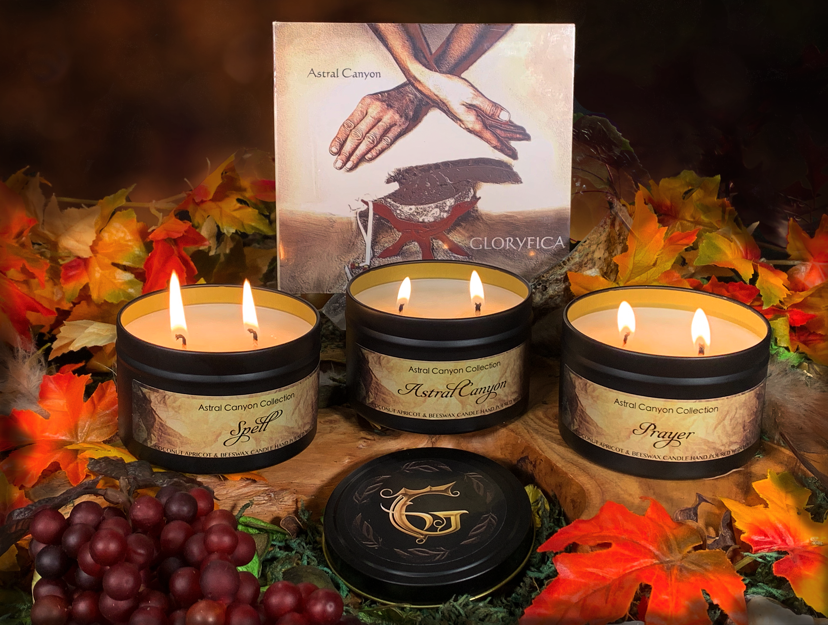 3 candles with background