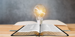 Bible, book, lightbulb